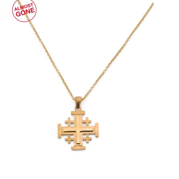 I. REISS Gold Made In Israel 14kt Gold Jerusalem Cross Pendant Necklace - Picture 1 of 2